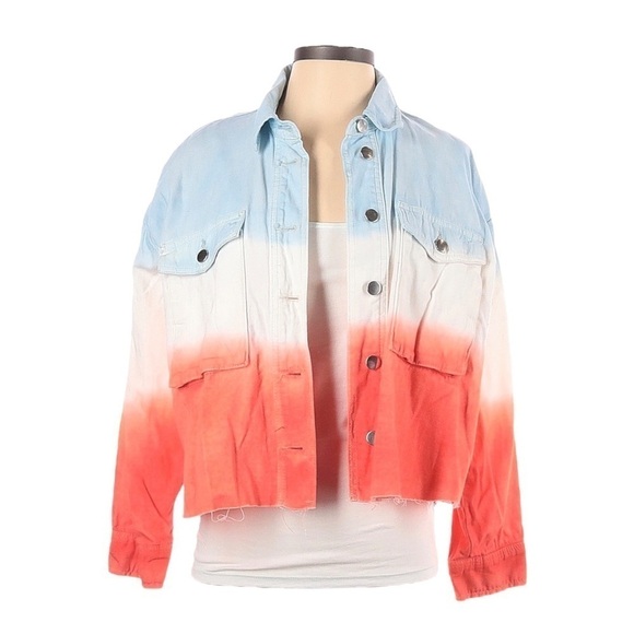 Topshop Ombre Lightweight Shacket Jean Jacket Size S Petite NWT - Picture 1 of 11